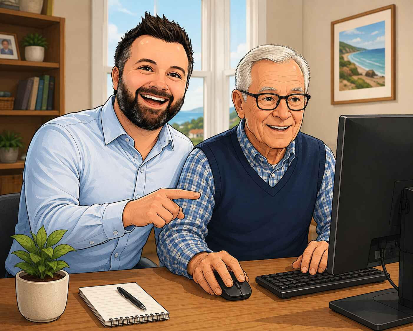 George from Fleurieu Tech Support helping a customer with their Windows computer at home
